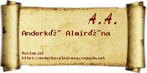 Anderkó Almiréna névjegykártya